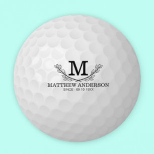 Personalized Golf Ball Pattern Name Monogram Age Round Paper Coaster