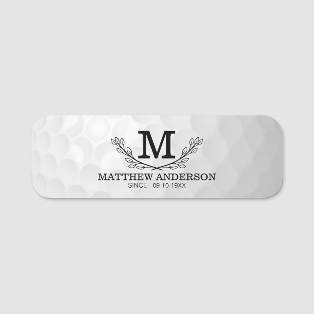 Personalized Golf Ball Pattern Name Monogram Age Tag (Front)