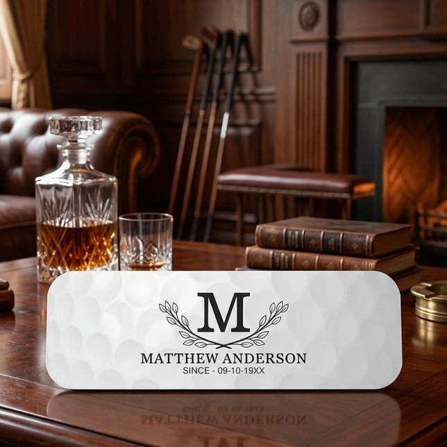 Personalized Golf Ball Pattern Name Monogram Age Tag (Creator Uploaded)