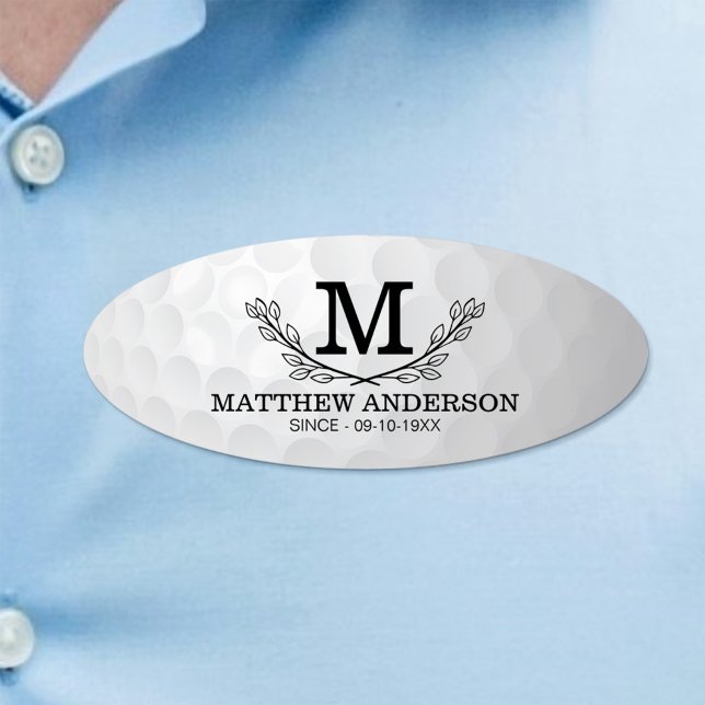 Personalized Golf Ball Pattern Name Monogram Age Tag (Creator Uploaded)