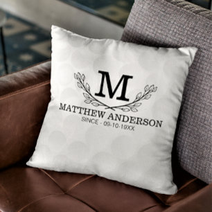 Personalized Golf Ball Pattern Name Monogram Age Throw Pillow