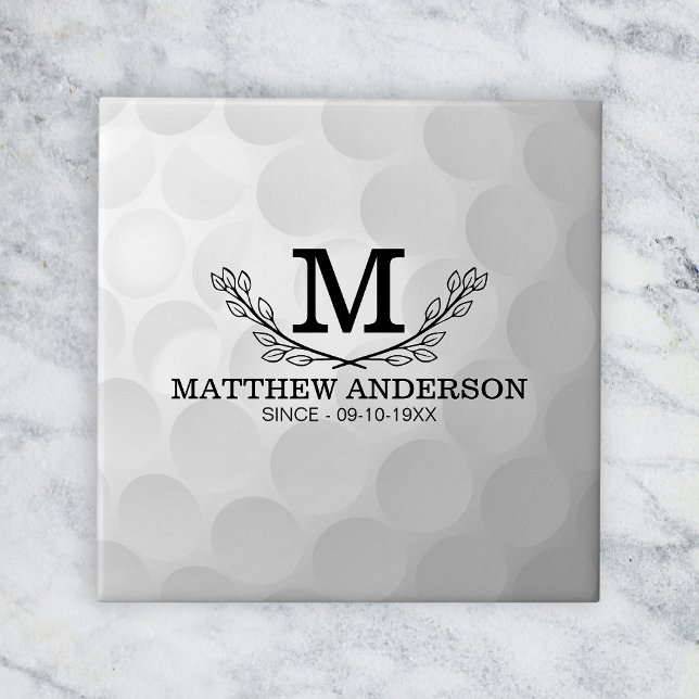 Personalized Golf Ball Pattern Name Monogram Age Tile (Creator Uploaded)