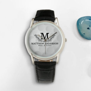 Personalized Golf Ball Pattern Name Monogram Age Watch