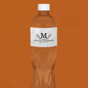 Personalized Golf Ball Pattern Name Monogram Age Water Bottle Label