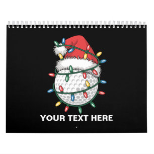 Personalized Golf Ball Santa Hat Christmas Lights Calendar