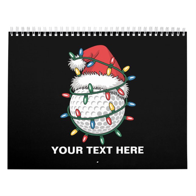 Personalized Golf Ball Santa Hat Christmas Lights Calendar (Cover)