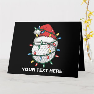 Personalized Golf Ball Santa Hat Christmas Lights Card