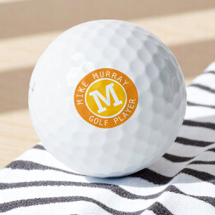 Personalized Golf Ball with yellow-orange monogram