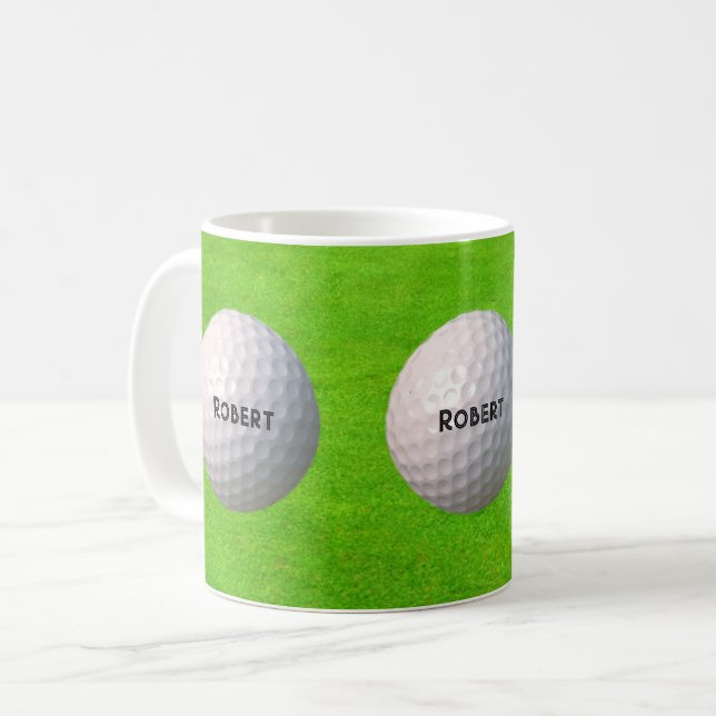 Personalized Golf Balls on Greens Golfer Coffee Mug (Front Left)
