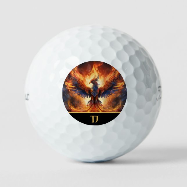 Personalized Golf Balls with a Bold Flaming Eagle  (Front)