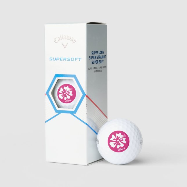 Personalized golf balls with pink Hibiscus flower (Packaging)