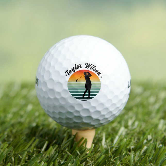 Personalized Golf Balls with Retro Sunset Design  (Insitu Tee)