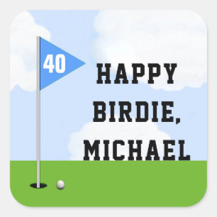 Personalized Golf Birthday Square Sticker