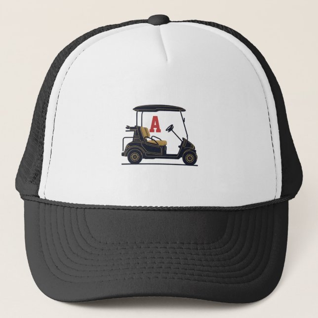 Personalized Golf Cart Monogram Trucker Hat (Front)