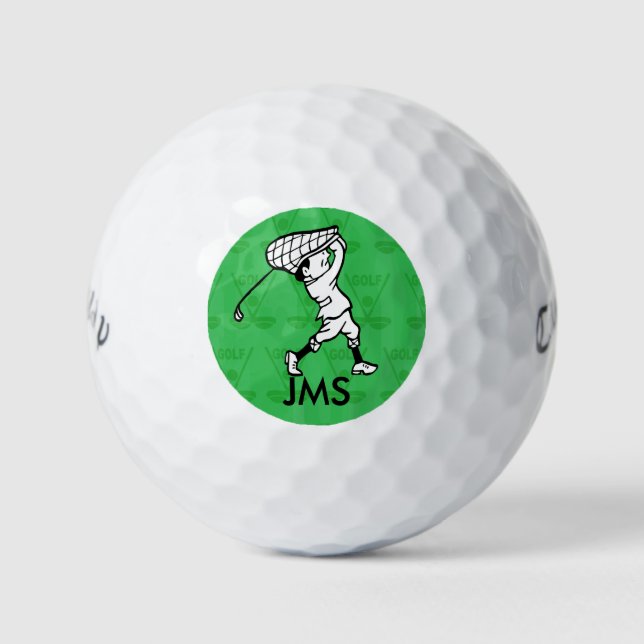 Personalized golf cartoon golfer golf balls (Front)