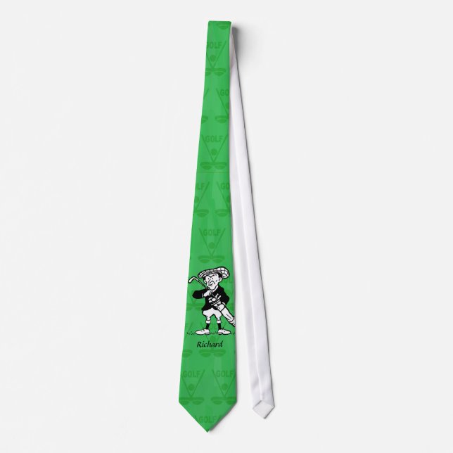 Personalized golf cartoon golfer tie (Front)