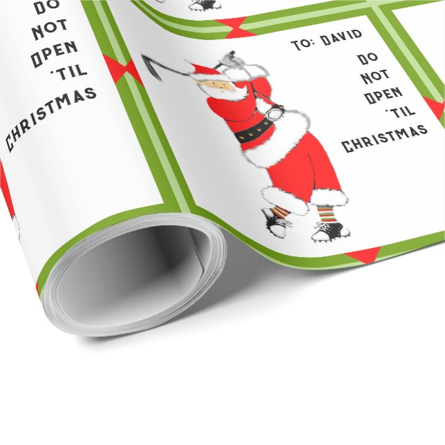 Personalized Golf Christmas Gift Wrapping Paper (Roll Corner)
