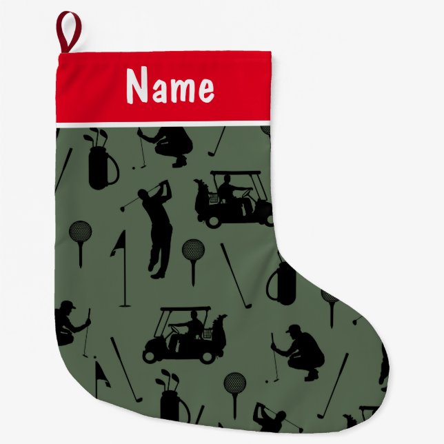 Personalized Golf Christmas Gifts Golf themed Large Christmas Stocking (Front)