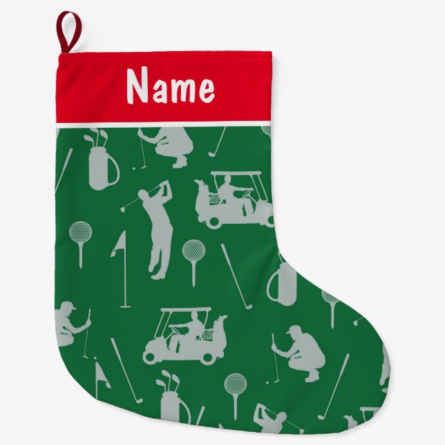 Personalized Golf Christmas Gifts Golf themed Large Christmas Stocking (Front)