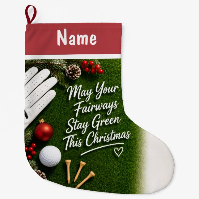 Personalized Golf Christmas Gifts  Large Christmas Stocking (Front)