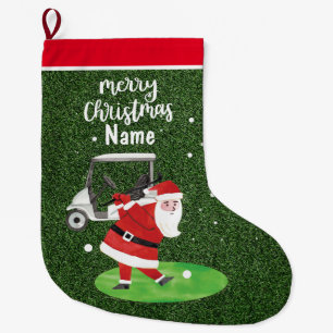Personalized Golf Christmas Gifts with Santa Claus Large Christmas Stocking