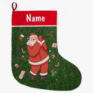 Personalized Golf Christmas Gifts with Santa Claus Large Christmas Stocking