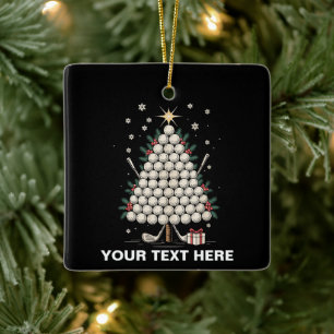 Personalized Golf Christmas Tree Equipment Family Ceramic Ornament
