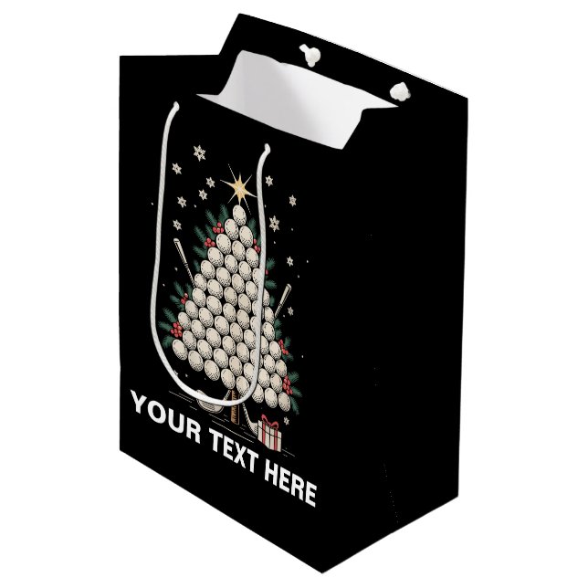 Personalized Golf Christmas Tree Equipment Family Medium Gift Bag (Front Angled)