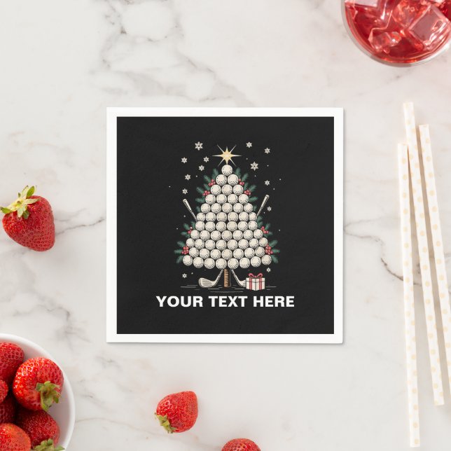 Personalized Golf Christmas Tree Equipment Family Napkin (Insitu)