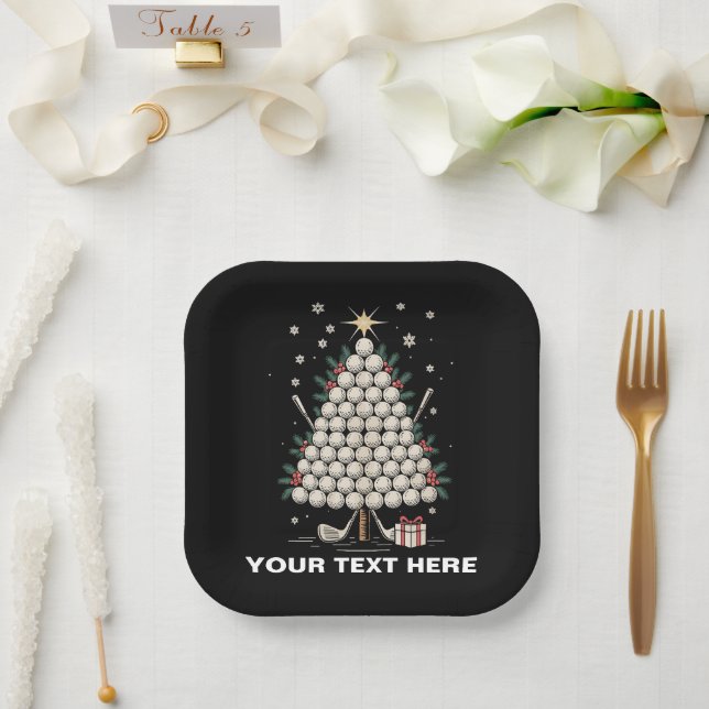 Personalized Golf Christmas Tree Equipment Family Paper Plate (Wedding)