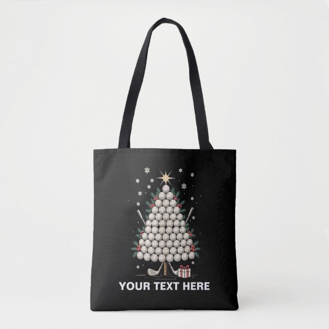 Personalized Golf Christmas Tree Equipment Family Tote Bag (Front)