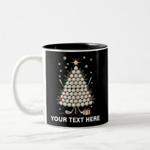 Personalized Golf Christmas Tree Equipment Family Two-Tone Coffee Mug
