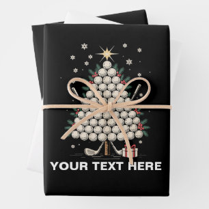 Personalized Golf Christmas Tree Equipment Family Wrapping Paper Sheet