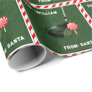 Personalized Golf Christmas Wrapping Paper