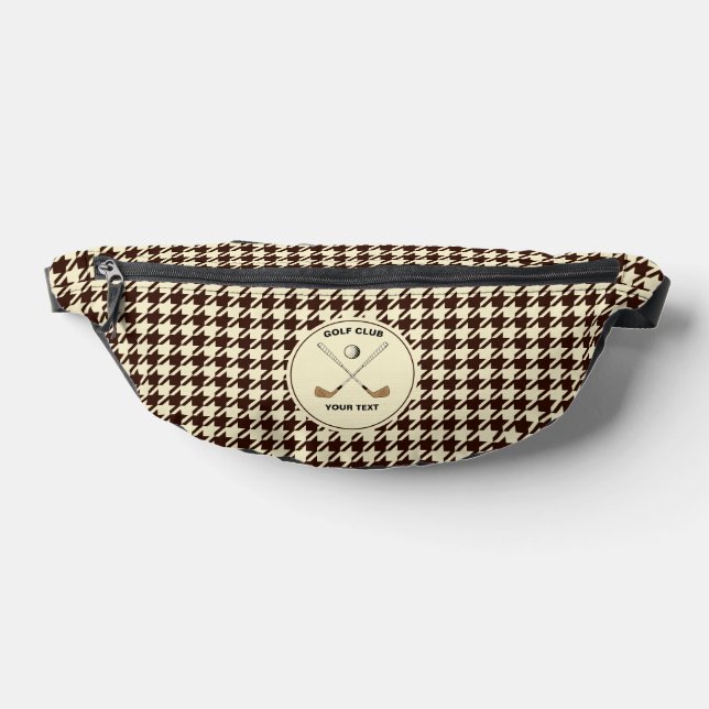 Personalized Golf Club Golfer Brown Houndstooth Fanny Pack (Lay Down)