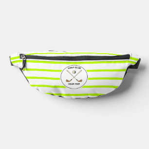 Personalized Golf Club Golfer Lime Green Striped  Fanny Pack