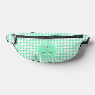 Personalized Golf Club Golfer Mint Houndstooth Fanny Pack