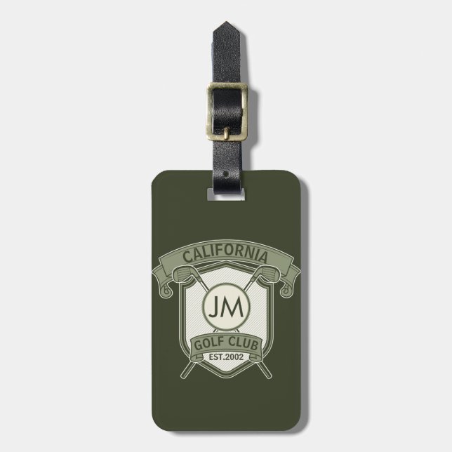 Personalized golf club monogram design luggage tag (Front Vertical)