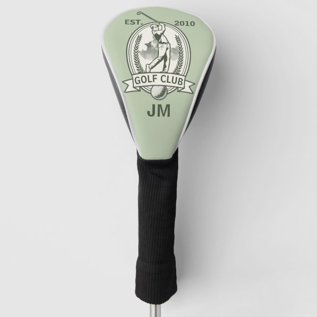 Personalized golf club monogram design with golfer head cover (Front)