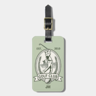 Personalized golf club monogram design with golfer luggage tag