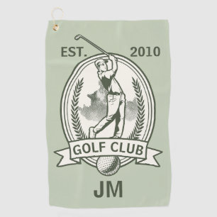 Personalized golf club monogram design with golfer towel