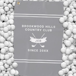Personalized Golf Club Monogrammed Name Grey Towel