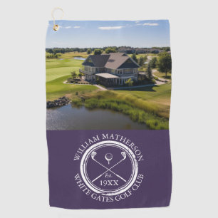 Personalized Golf Club Name And Photo Purple Golf Towel