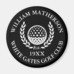 Personalized Golf Club Name Black And White Magnet
