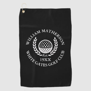 Personalized Golf Club Name Black And White Towel