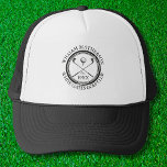 Personalized Golf Club Name Classic Trucker Hat<br><div class="desc">Featuring a classic crossed golf clubs and golf ball design these golf hats are ideal for all golf clubs and golf club members. Personalize with the name of the club member,  golf club name and the year the golf club was established. Designed by Thisisnotme©</div>
