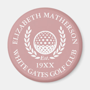 Personalized Golf Club Name Dusty Rose Pink Magnet