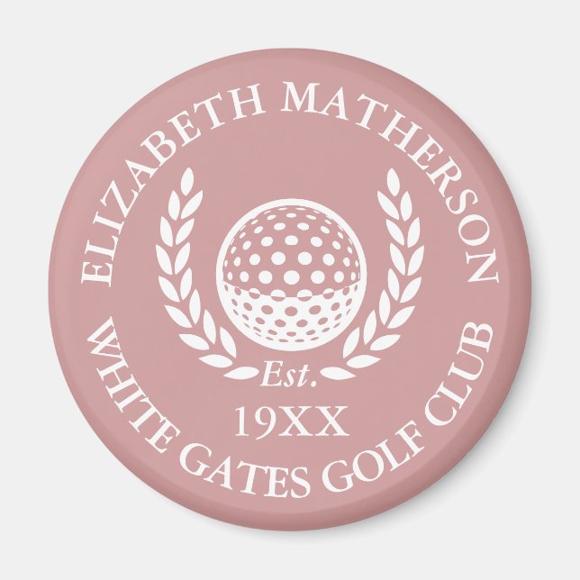 Personalized Golf Club Name Dusty Rose Pink Magnet (Front)