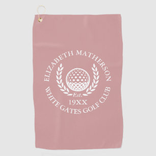 Personalized Golf Club Name Dusty Rose Pink Towel