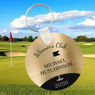 Personalized Golf Club Name Gold Keychain